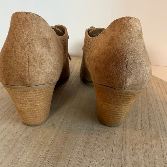 Dr. Scholl’s Women’s Suede Lace-Up Heeled Oxford Shoes Tan Brown US 10M - Picture 5 of 8